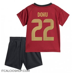 Belgio Jeremy Doku #22 Prima Maglia Bambino Europei 2024 Manica Corta (+ Pantaloni corti)